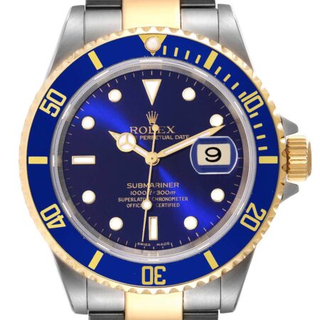 ROLEX Submariner GMT Dive Watch Two Tone Silver/Gold band Blue on Blue Face and Bezel SUBMARINER GMT Brand New in Box with Factory Packaging